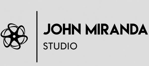 Logo of John Miranda Studio with a film reel icon and text.