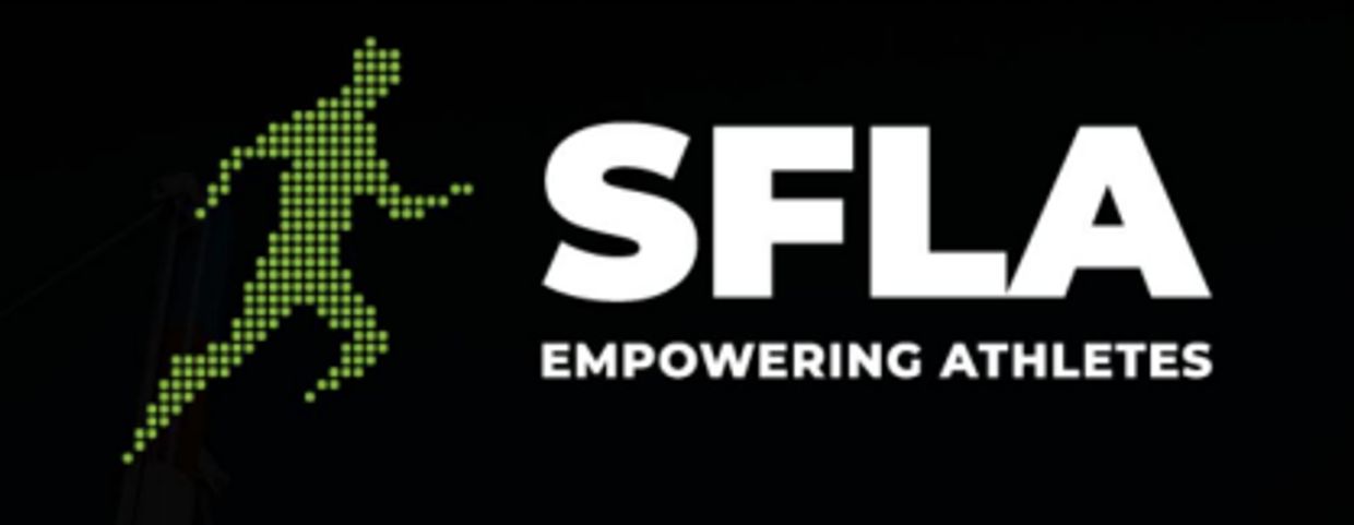SFLA logo with a green dotted running figure and the slogan 'Empowering Athletes'.
