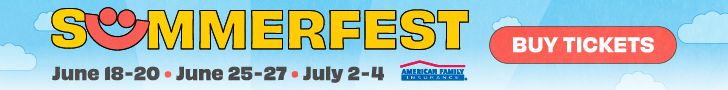 Banner for Summerfest event with dates and buy tickets button.