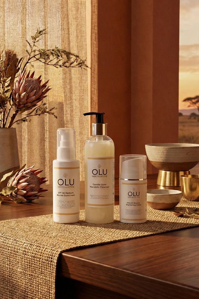 A set of Olu skin care products which consists of the sunscreen, cleanser and cream 