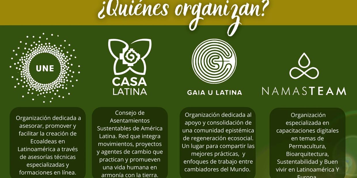 Logos and descriptions of four organizations promoting sustainability and community development in Latin America.