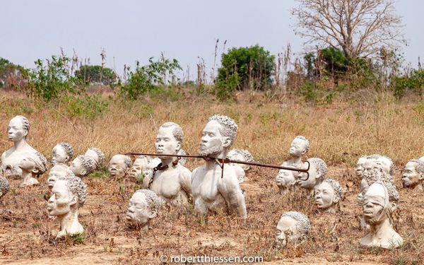 Nkyinkyim Installation in Ghana.  Sculptures representing the Africans who died is diaspora. 