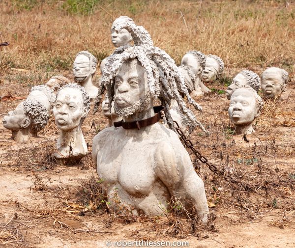 Nkyinkyim Installation in Ghana.  Sculptures representing the Africans who died is diaspora. 