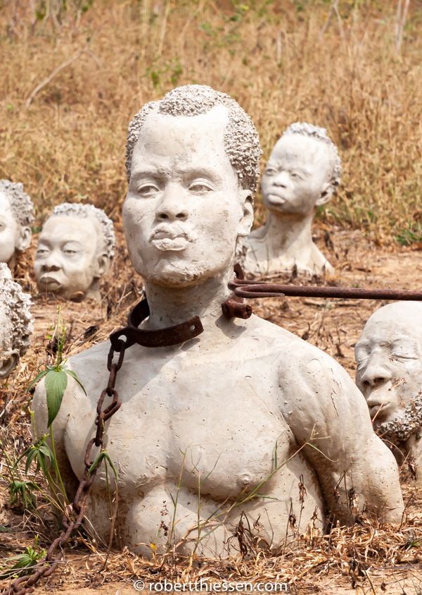 Nkyinkyim Installation in Ghana.  Sculptures representing the Africans who died is diaspora. 
