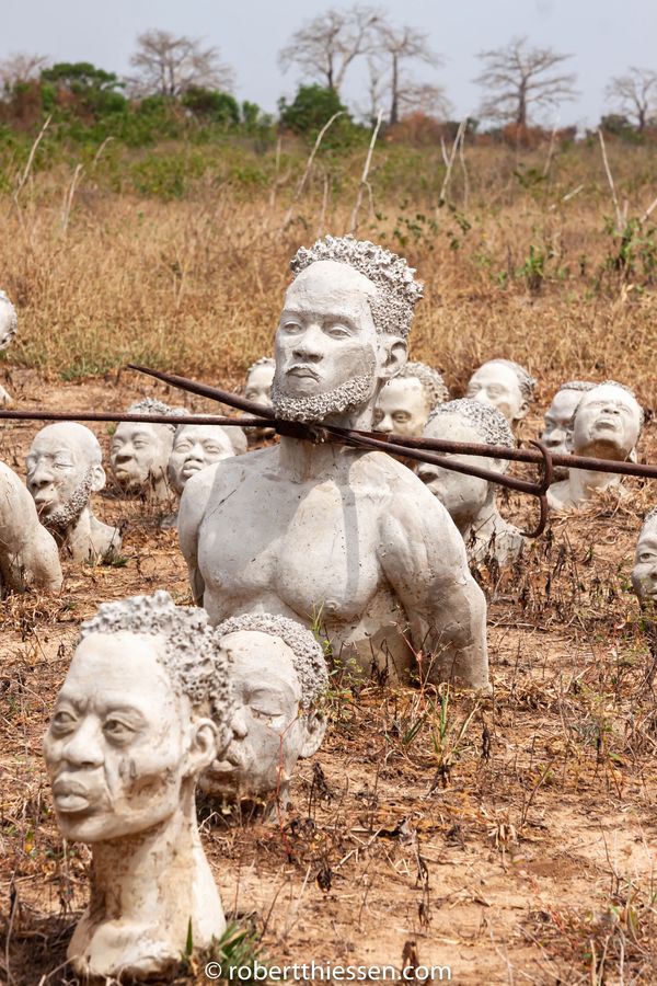 Nkyinkyim Installation in Ghana.  Sculptures representing the Africans who died is diaspora. 