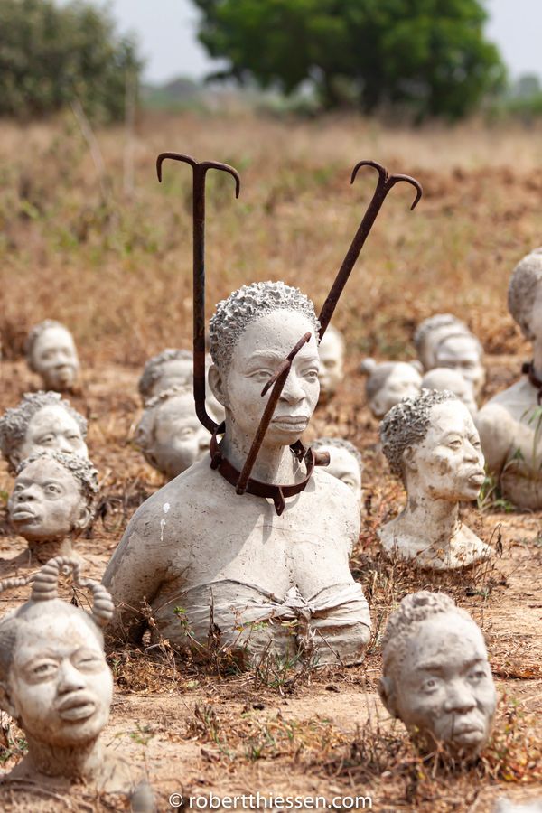 Nkyinkyim Installation in Ghana.  Sculptures representing the Africans who died is diaspora. 