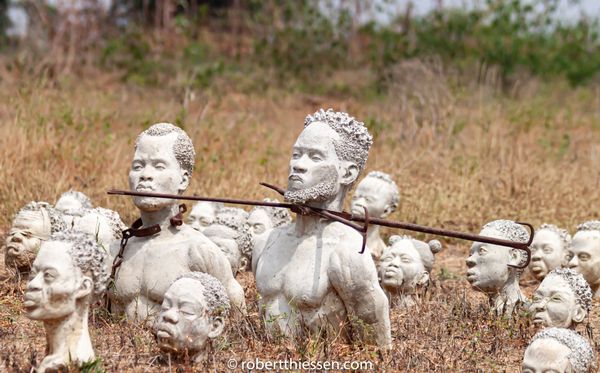 Nkyinkyim Installation in Ghana.  Sculptures representing the Africans who died is diaspora. 