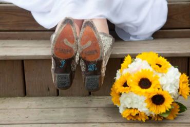 Sunflower Wedding Bouquet at Engle Farms in Lawrence, MI