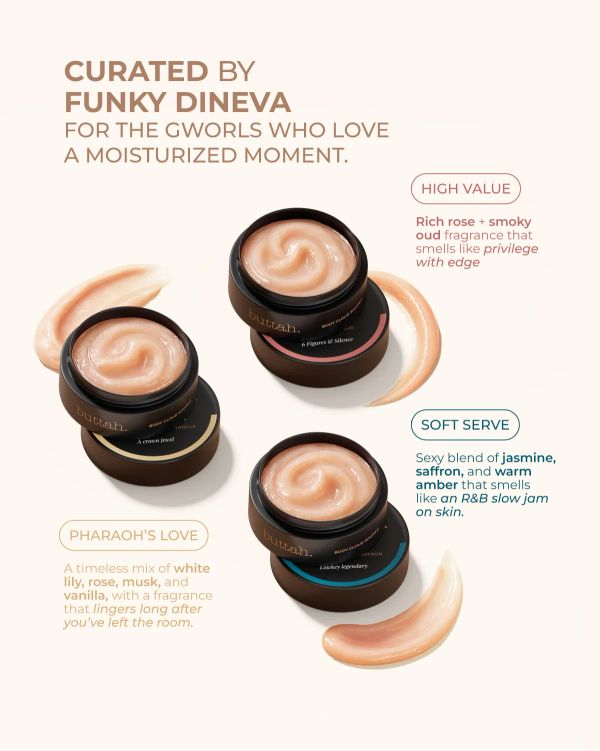 Buttah moisturizers curated by Funky Dineva with unique fragrances.