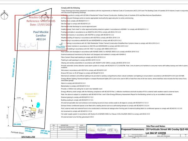 Site plan for project in Mount Crosby South east Queensland: extension 