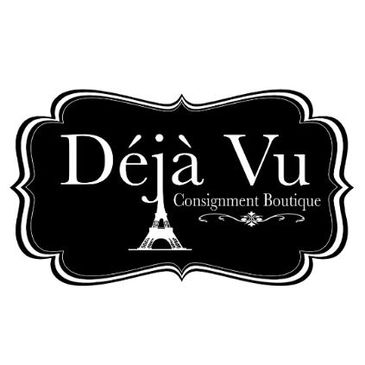 Logo for Déjà Vu Consignment Boutique with Eiffel Tower graphic.