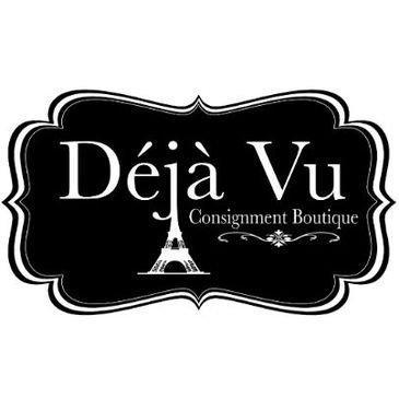 Logo for Déjà Vu Consignment Boutique with Eiffel Tower graphic.