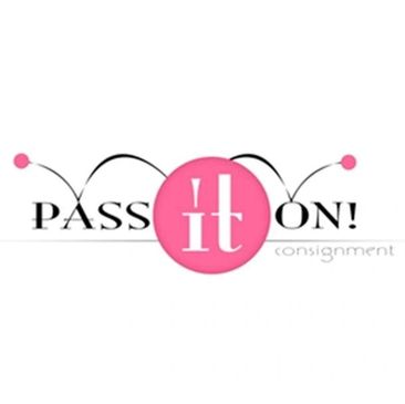 Logo of Pass It On Consignment with pink and black design.