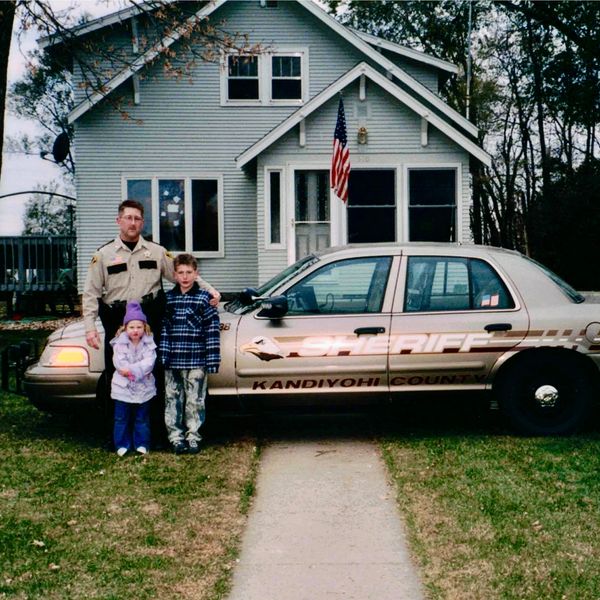 Megan (3), Mitch (8) & new 2003 Crown Victoria.