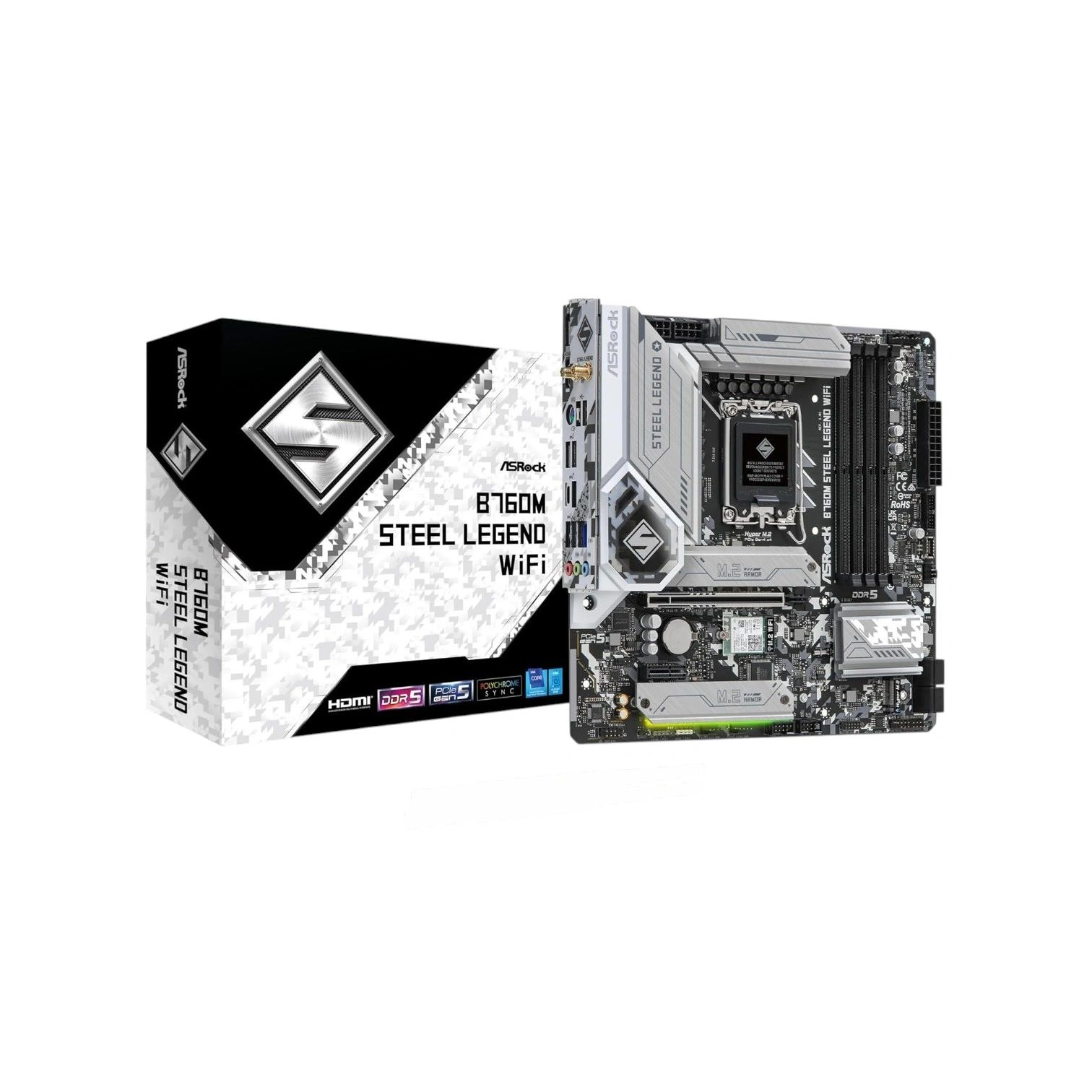 ASRock B760M Steel Legend WiFi Intel 1700 Motherboard 12/13/14 Gen - (Like New)