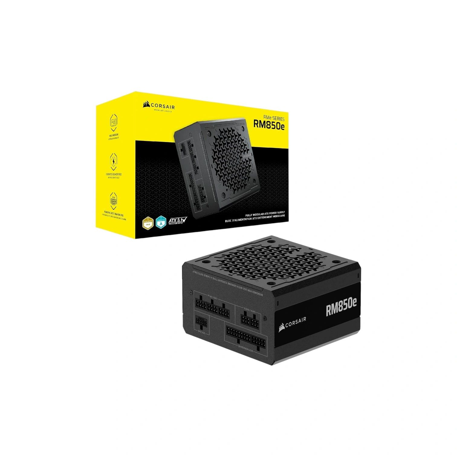 Corsair RM850e 850W Fully Modular ATX 3.1 Power Supply – Black – (Brand New)
