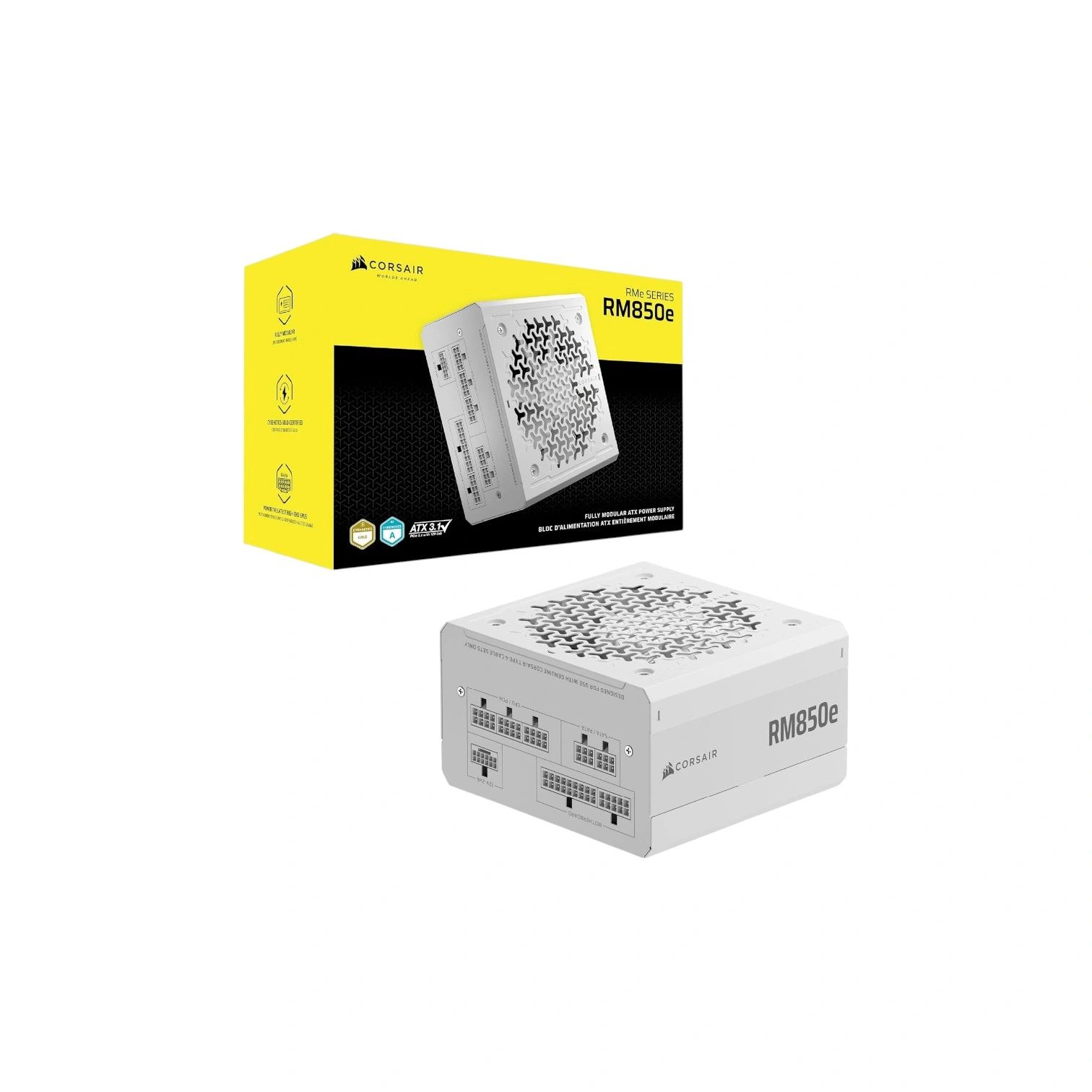 Corsair RM850e 850W Fully Modular ATX 3.1 Power Supply – White - (Brand New)