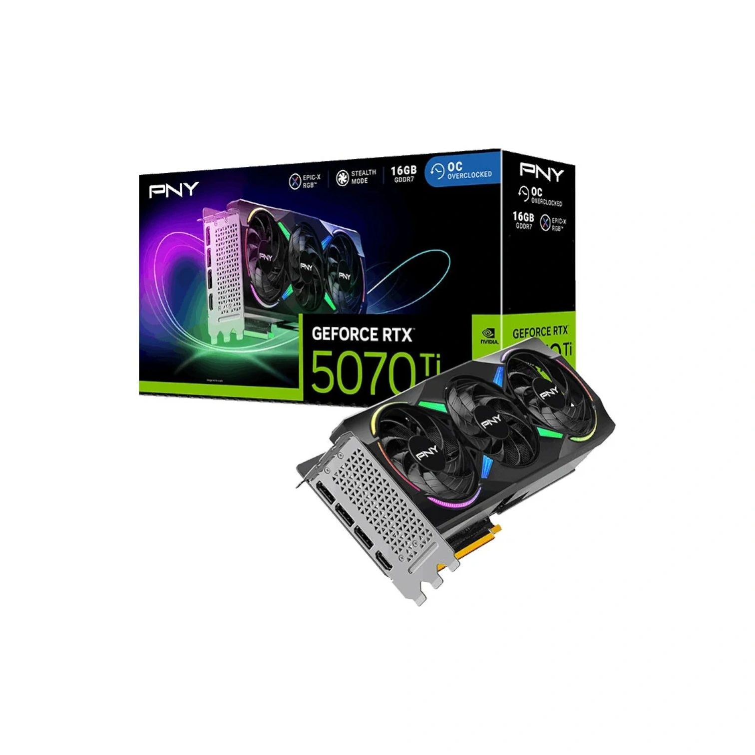 PNY NVIDIA GeForce RTX 5070 Ti 16GB OC Edition ARGB Epic-X Graphics Card - (Brand New)