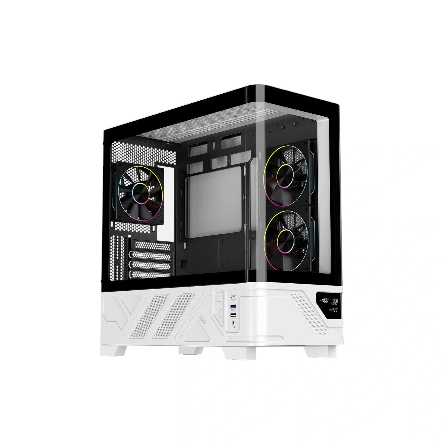 Powercool PC-ARCTIC-WHT Micro Tower Gaming Case - Black/White - (Brand New)