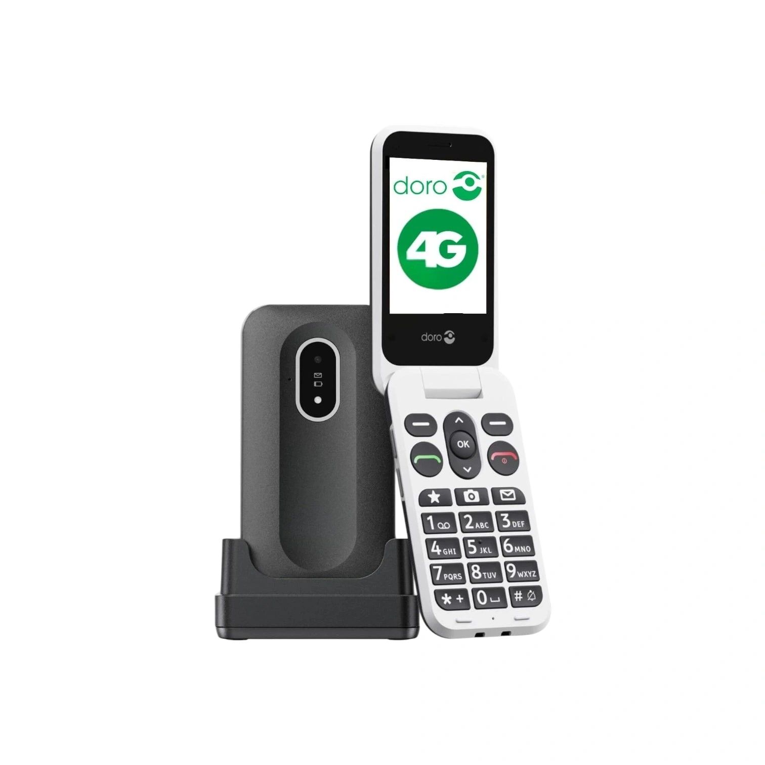 Doro Leva L20 4G Unlocked Flip Phone – Black/White (Pre-Owned)