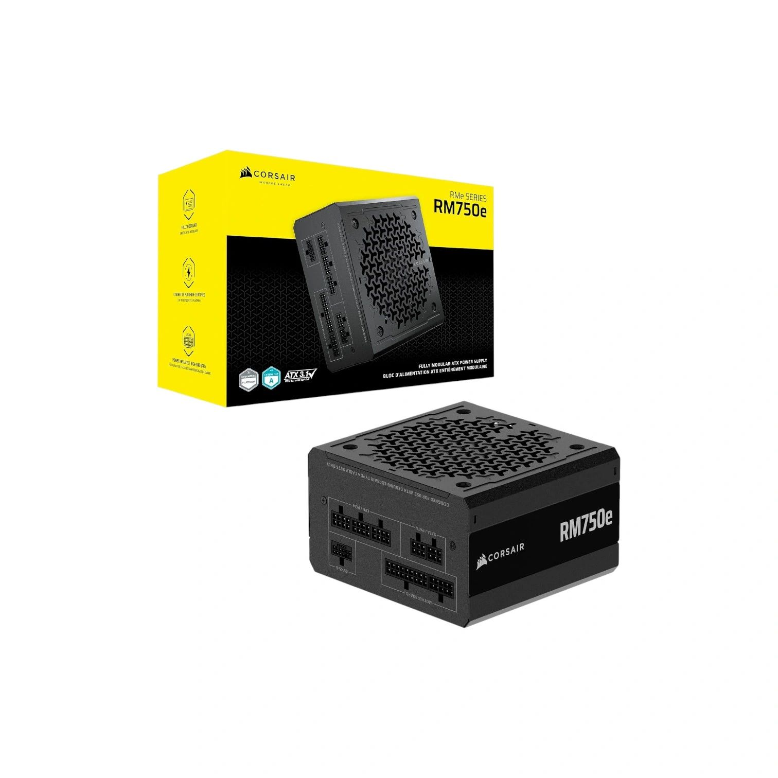 Corsair RM750e 750W Fully Modular ATX 3.1 Power Supply – PCIe 5.1, 12V-2x6 Cable (2025) - (Brand New)