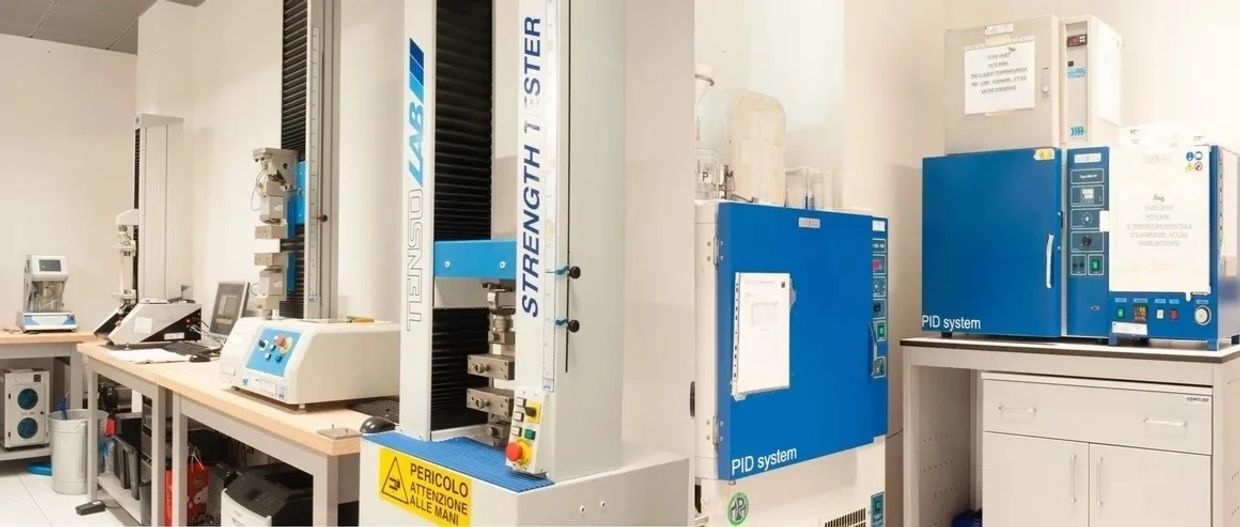 A laboratory with various scientific testing and measurement equipment.