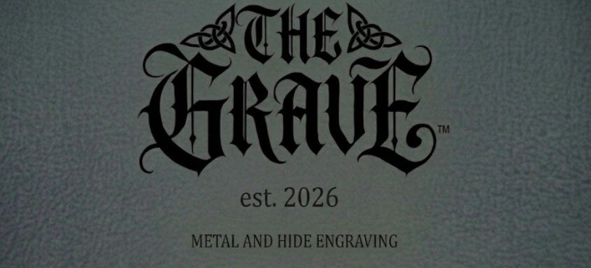 Logo for The Grave, a metal and hide engraving business.