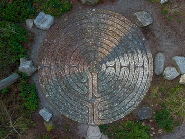 Top down image of the Labyrinth on Bainbridge Island, Washington