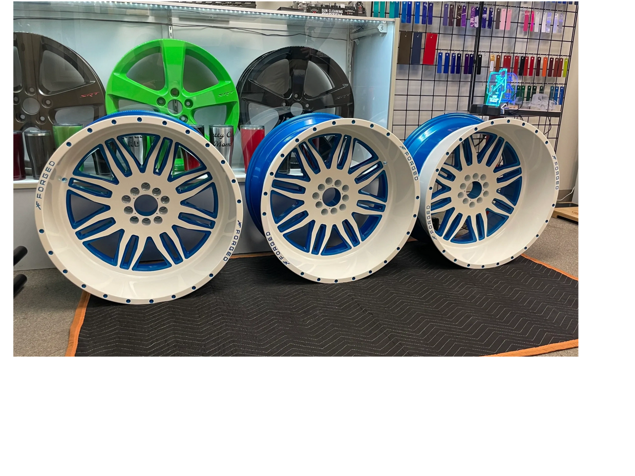 powder coated wheels prismatic illusion light blue columbia coatings mirror white