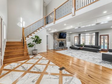 Interior remodeling of house with new flooring.