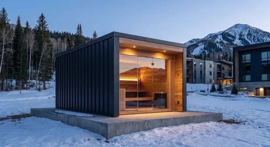 B100 commercial sauna infrastructure by Elemental Spaces Utah.