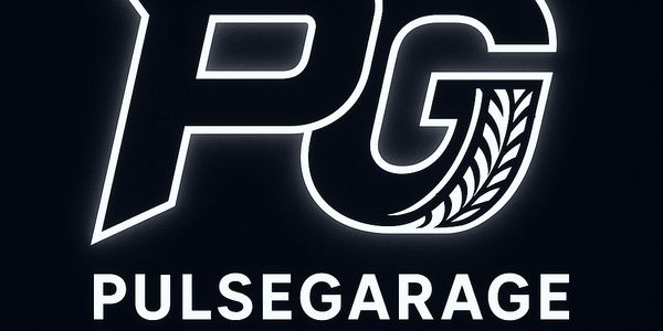 Glowing PG logo with a tire tread design and 'PULSEGARAGE' text.
