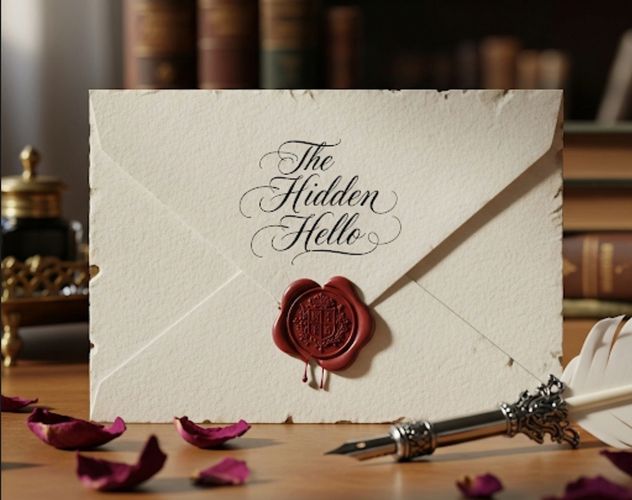 Antique letter sealed with wax and surrounded by rose petals and a quill pen.