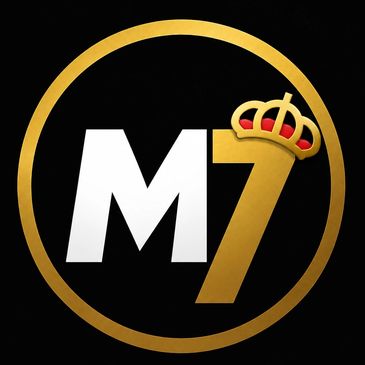 Logo with 'M7' in gold and white, featuring a crown on the number 7.