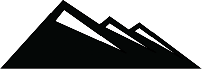Minimalist black mountain range with white snow caps.