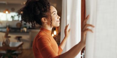 Woman staring outside