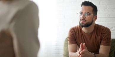 Man intently talking