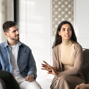 People in a group talking