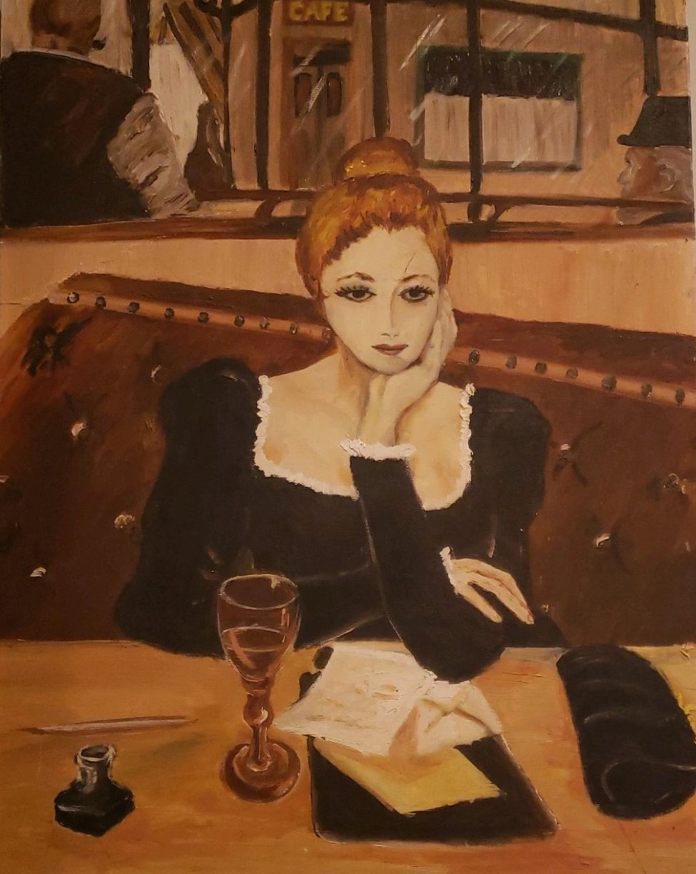 My First Oil Painting at 15 years old
Study of  work by  Leonard Tsuguharu Foujita "Au cafe"
Oil on 