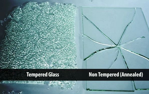 Tempered and non tempered glass broken
