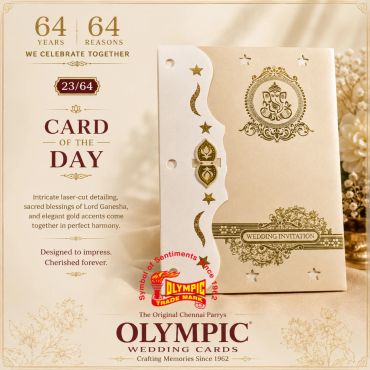 Elegant wedding card with Lord Ganesha design.
