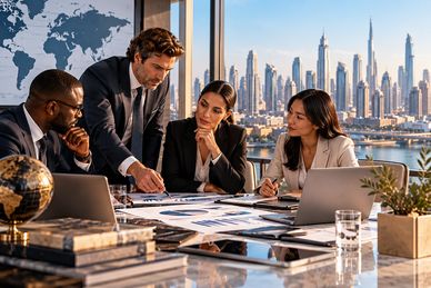 International business advisory team supporting cross-border strategy and business development