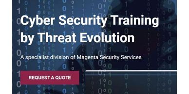 Example of web page with the words "Cyber Security Training" 