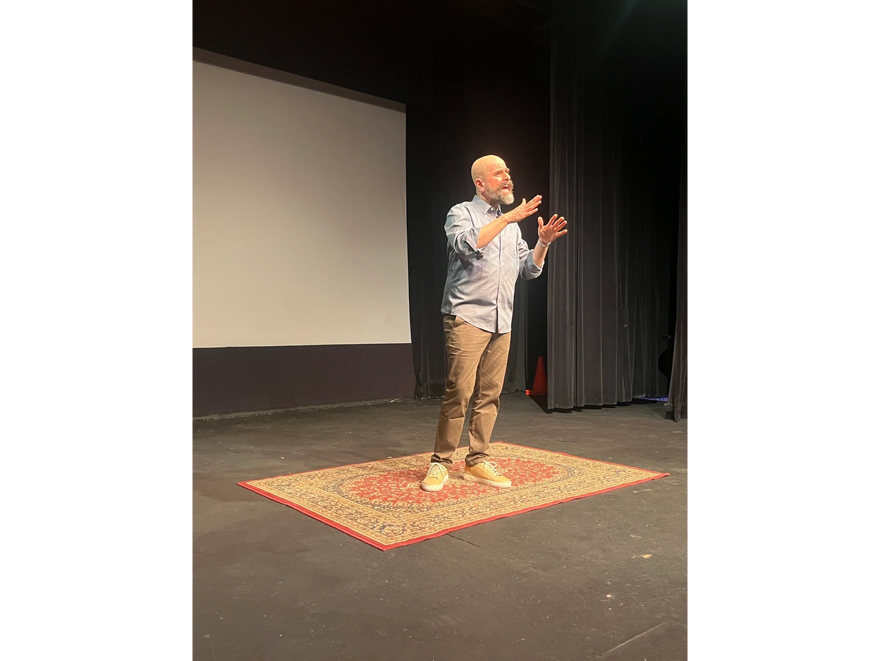 Haig "Hike" Chahinian on stage during world premiere of Best. Dad. NEVER.