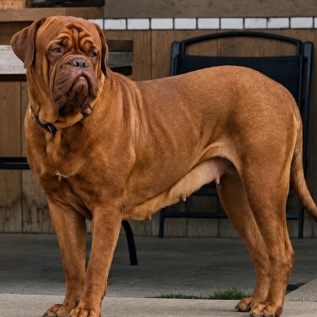 "Argyle Bordeauxs Misty Day (Sage), homebred Dogue de Bordeaux female standing proudly.