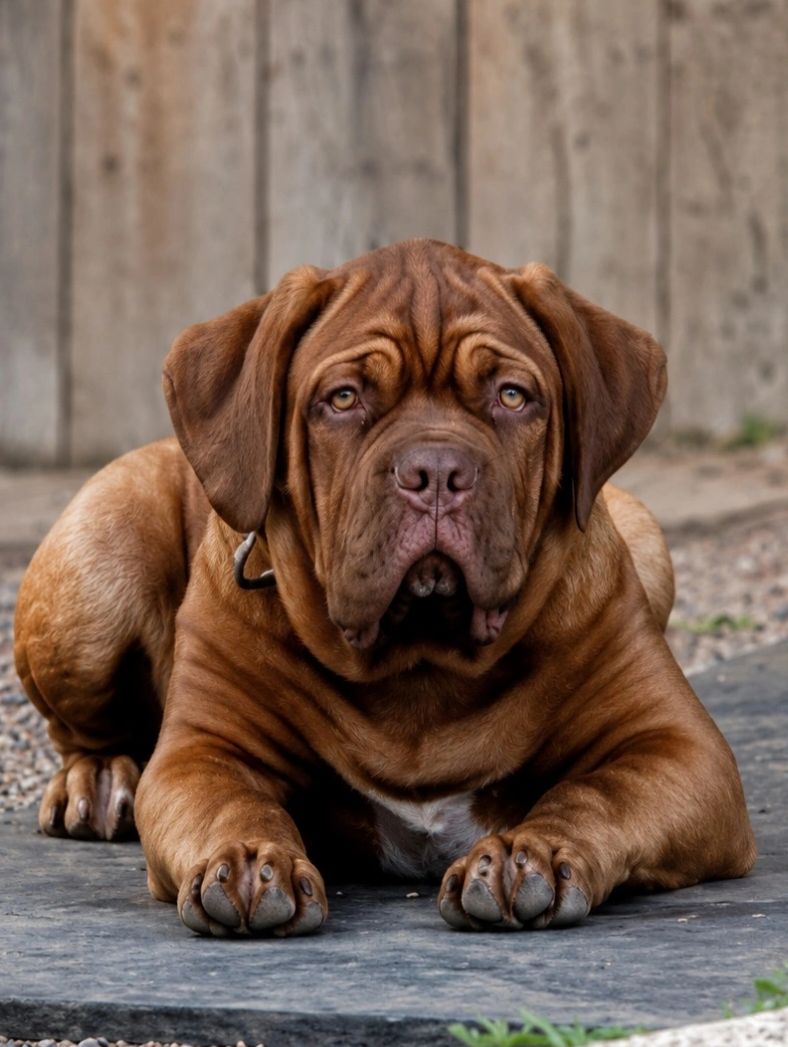Beautiful doge de Bordeaux puppy looking out into the yard at Argyle Bordeaux 