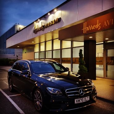 DE Chauffeurs Mercedes Benz E Class at the Harrods Aviation Stansted Airport