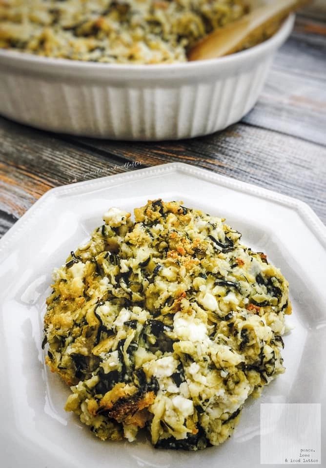 Spinach And Zucchini Casserole With Feta Cheese