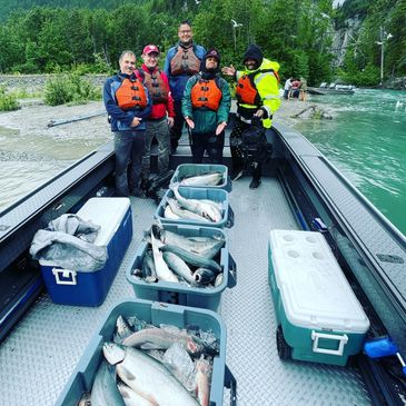 Dip Net Fishing for salmon in the Copper River, Alaska -- catching