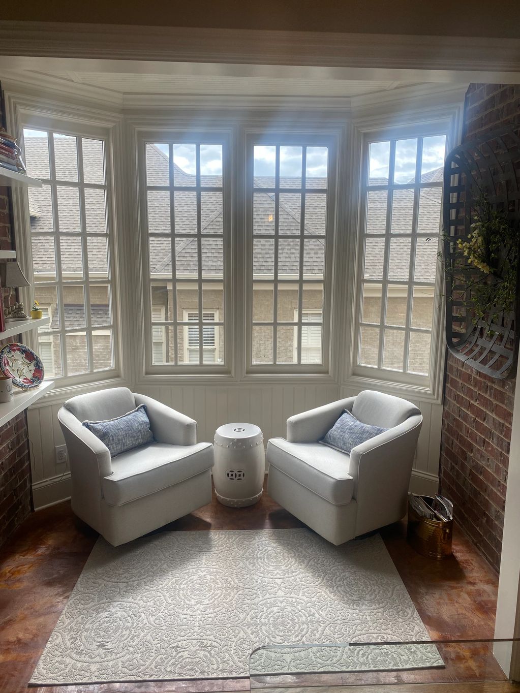 Though this photo may look like a simple sitting area, it is an addition that was small but complex
